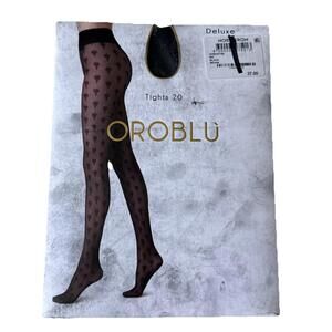 OROBLU Deluxe  Tights 20 Denier  Size M Black With Metallic Thread